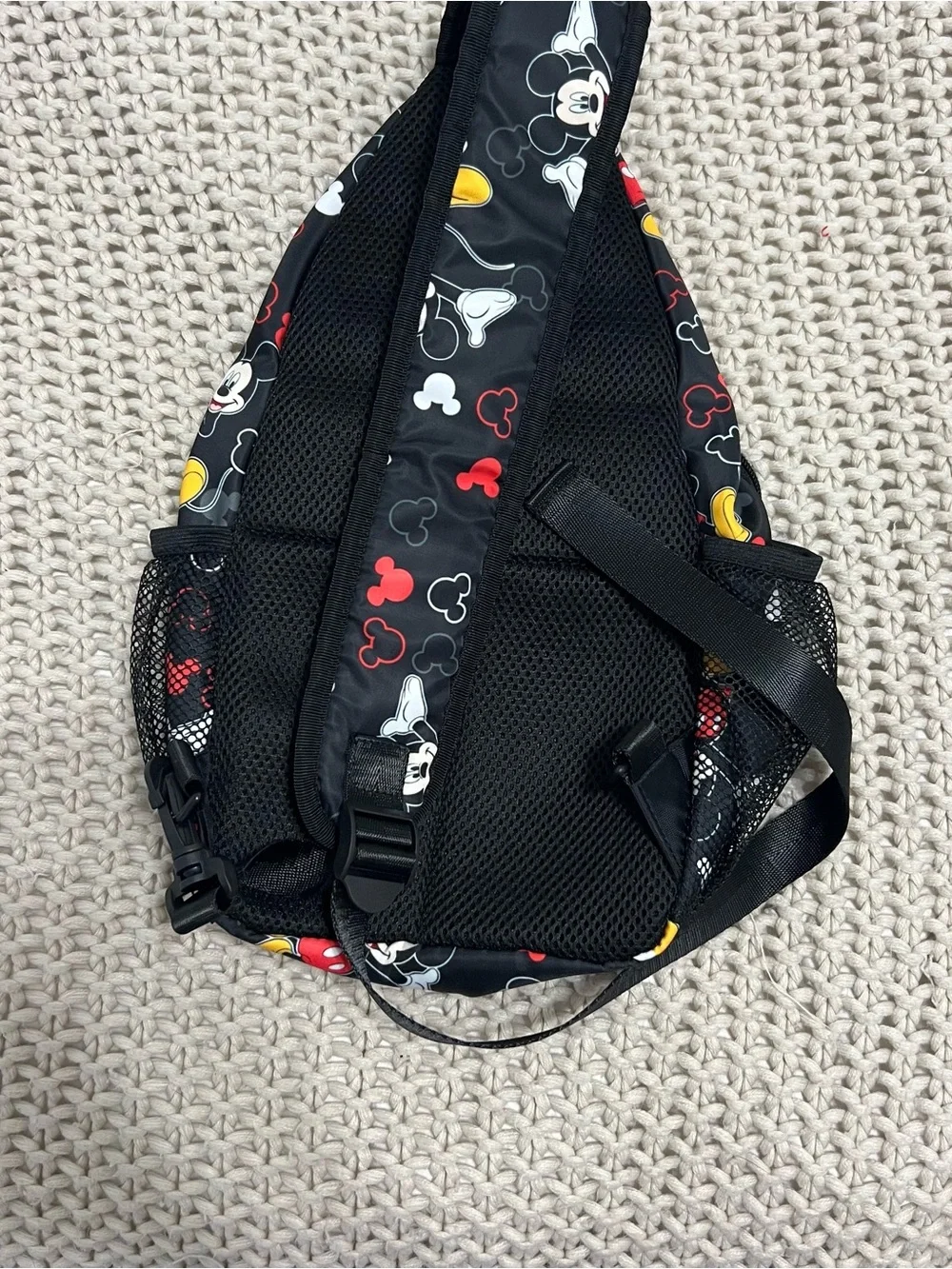 Black Mickey Mouse Print Sling Bag